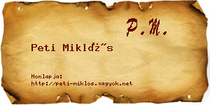 Peti Miklós névjegykártya